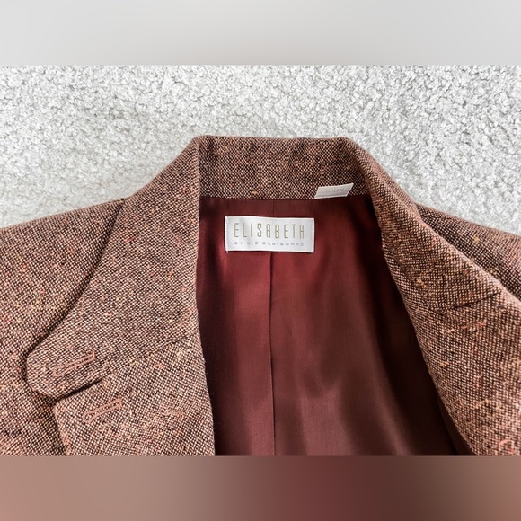 Liz Claiborne Brown Wool Tweed Jacket Blazer - Picture 5 of 7